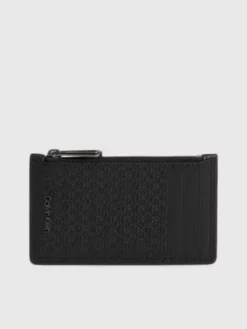 Calvin Klein Porte-cartes En Cuir Zippé Avec Logo